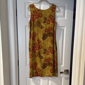 New Tommy Bahama Yellow Sheath Dress Sleeveless Crew Neck knee length 14